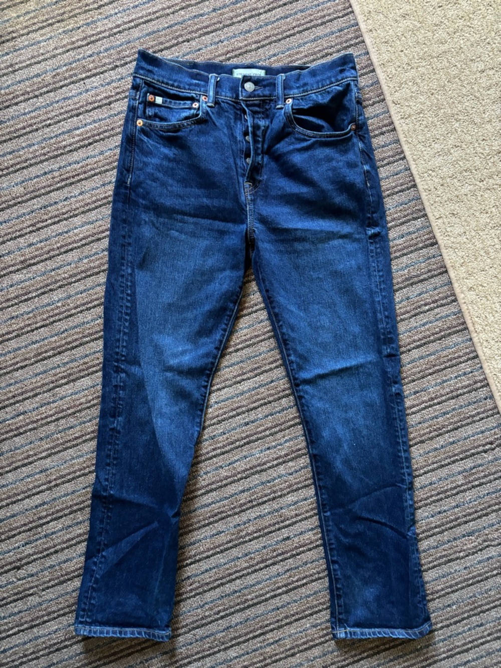 AE77 Dark Blue Button-Fly Jeans